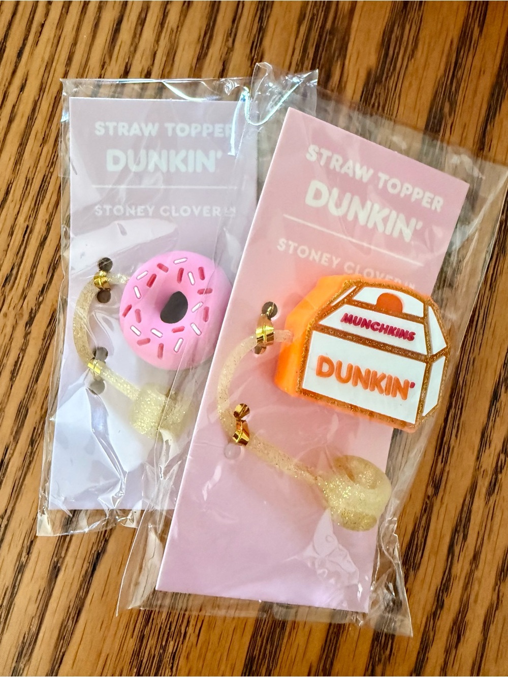 STONEY CLOVER LANE X DUNKIN Straw Toppers - Pink & Orange